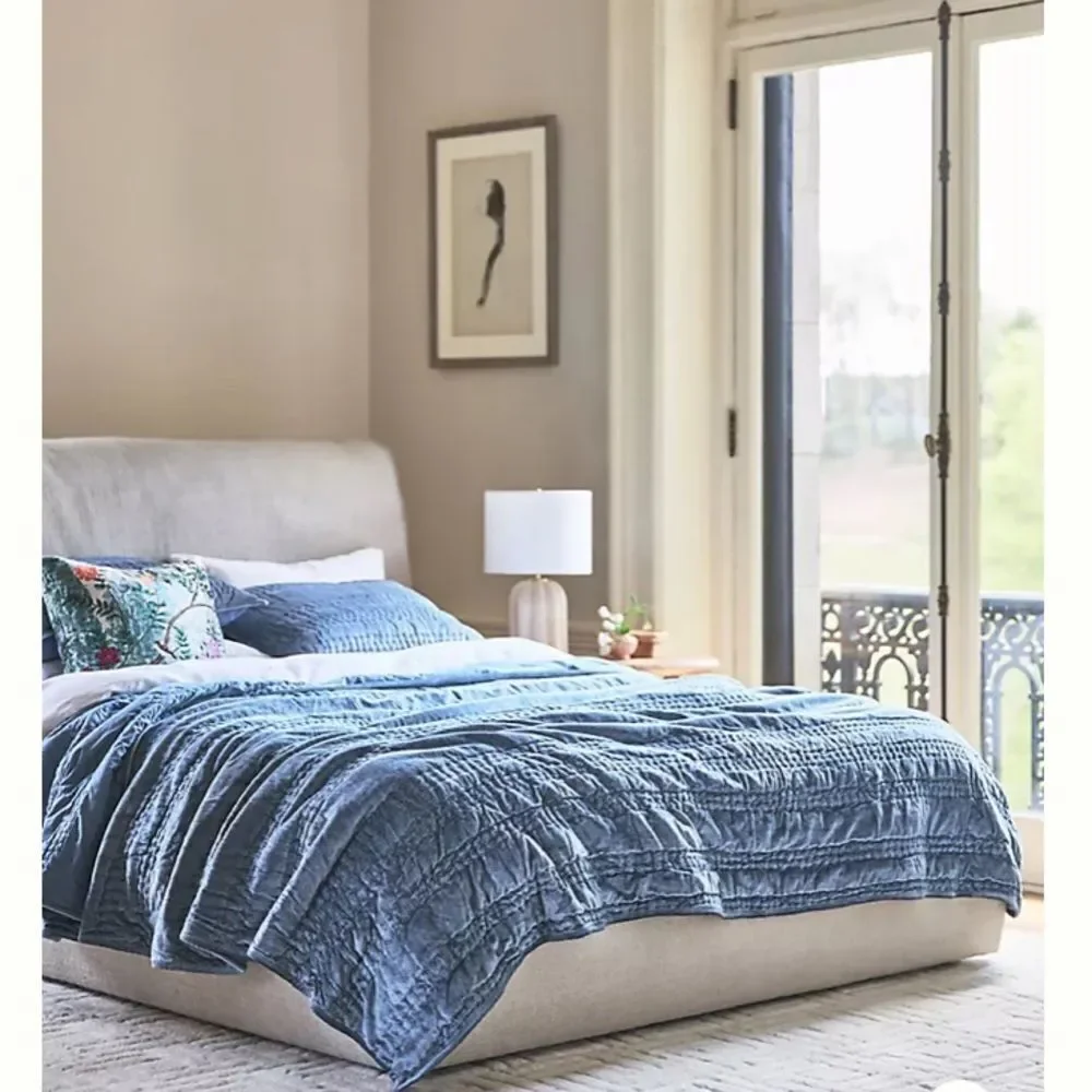 Anthropologie Lustered Velvet Alastair Twin Quilt